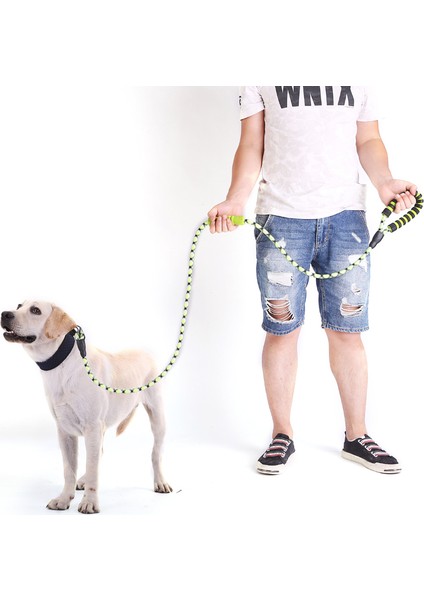 Yansıtıcı Naylon Köpek Pet Yuvarlak Çekiş Çift Yastıklı Saplı Halat - Sarı (Yurt Dışından)