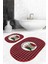Mery Christmas Temalı Kırmızı Ekoseli 2'li Oval Banyo Halısı Seti & Klozet Paspas Takımı 1
