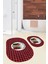 Mery Christmas Temalı Kırmızı Ekoseli 2'li Oval Banyo Halısı Seti & Klozet Paspas Takımı 2