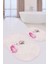 Pembe Zemin Flamingo Özel Tasarım 2'li Oval Banyo Paspas Takımı & Mutfak Paspas Seti 3