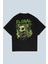 Floral Siyah Oversize T-Shirt 1
