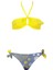 Kara Çiçek Desenli Kız Çocuk Bikini Takım Sarı 1