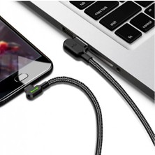Mcdodo Ca-4673 L Tipi Lightning iPhone Uyumlu Çift Yönlü Ledli Örgü Data-Şarj Kablosu 2a 1.8m-Siyah