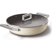 SMEG Cookware 50'S Style Krem Pilav Tenceresi Cam Kapaklı 28 cm