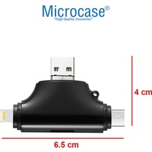 Microcase Type-C Lightning Micro USB Telefonlar Için Sd Kart Okuyucu Flash Disk Adaptör AL2743 Siyah