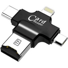 Microcase Type-C Lightning Micro USB Telefonlar Için Microsd Kart Okuyucu Flash Adaptör AL2744 Siyah