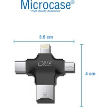 Microcase Type-C Lightning Micro USB Telefonlar Için Microsd Kart Okuyucu Flash Adaptör AL2744 Siyah