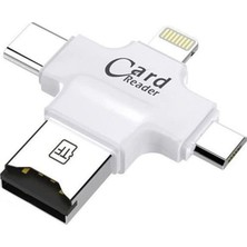 Microcase Type-C Lightning Micro USB Telefonlar Için Microsd Kart Okuyucu Flash Adaptör AL2744 Beyaz