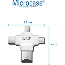 Microcase Type-C Lightning Micro USB Telefonlar Için Microsd Kart Okuyucu Flash Adaptör AL2744 Beyaz