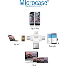 Microcase Type-C Lightning Micro USB Telefonlar Için Microsd Kart Okuyucu Flash Adaptör AL2744 Beyaz