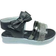 Ortopedikal Grafen Patik Kız Çocuk Sandalet Platin Şeffaf Taşlı Abiye Ayakkabı