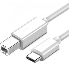 Keepro Type-C USB B Printer Kablosu 1 Metre Beyaz Type-C Yazıcı Kablosu