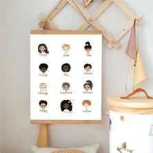 Piksel Grafik Duygular Ipli Askılı Kanvas Poster