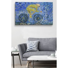 Dünyatablo Yağmurda Süren Bisikletçi Yağlıboya Görünüm Dekoratif Kanvas Duvar Tablosu