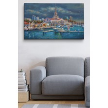 Dünyatablo Soçhi Limanı Rusya Yağlıboya Görünüm Dekoratif Kanvas Duvar Tablosu