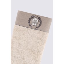 Ecocotton Duru Banyo Havlusu  Organik Pamuk Nakışlı Bej 80X150 cm