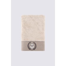 Ecocotton Duru Banyo Havlusu  Organik Pamuk Nakışlı Bej 80X150 cm