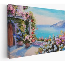 Dünyatablo Deniz Manzaralı Güzel Ev Dekoratif Kanvas Duvar Tablosu