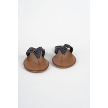 Mushoes Lacivert Hakiki Deri Parmak Arası Terlik 120-22