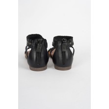 Mushoes Siyah Hakiki Deri Sandalet 128-22