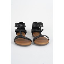 Mushoes Siyah Hakiki Deri Sandalet 128-22