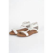 Mushoes Beyaz Hakiki Deri Sandalet 128-22