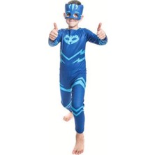 Pj Masks Pj Maskeliler Pj Mask Kostüm Pijamaskeliler Kedi Çocuk Kostüm - Catboy Tulum + Maskeli Set