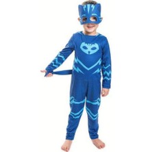 Pj Masks Pj Maskeliler Pj Mask Kostüm Pijamaskeliler Kedi Çocuk Kostüm - Catboy Tulum + Maskeli Set