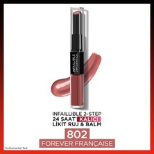 L'Oréal Paris Infaillible 2-Step 24 Saat Kalıcı Likit Ruj & Balm - 802 Forever Française