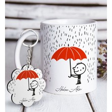 BK Kişiye Özel Aşık Çöp Adam Beyaz Kupa ve Anahtarlık Hediye Seti-2