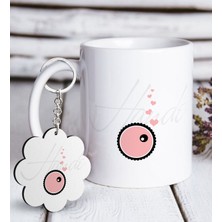 BK Kişiye Özel Aşık Hücre Beyaz Kupa ve Anahtarlık Hediye Seti-2