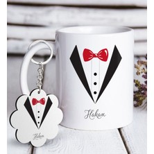 BK Kişiye Özel Damat Beyaz Kupa ve Anahtarlık Hediye Seti