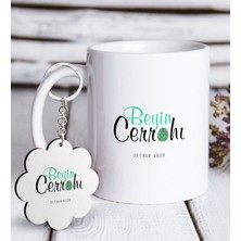 BK Kişiye Özel Mesleki Beyin Cerrahı Beyaz Kupa ve Anahtarlık Hediye Seti-2