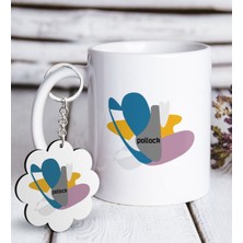 BK Kişiye Özel Pollock Tasarımlı Beyaz Kupa ve Anahtarlık Hediye Seti