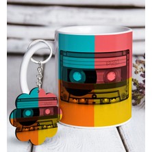 BK Kişiye Özel Retro Kaset Beyaz Kupa ve Anahtarlık Hediye Seti