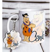 BK Kişiye Özel Fred Flintstone Beyaz Kupa ve Anahtarlık Hediye Seti