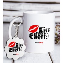 BK Kişiye Özel Kiss The Cheff Beyaz Kupa ve Anahtarlık Hediye Seti