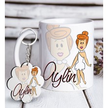 BK Kişiye Özel Wilma Flintstone Beyaz Kupa ve Anahtarlık Hediye Seti