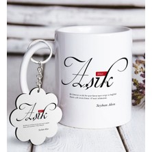 BK Kişiye Özel Mânâ Aşık Beyaz Kupa ve Anahtarlık Hediye Seti