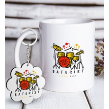 BK Kişiye Özel Mesleki Baterist Beyaz Kupa ve Anahtarlık Hediye Seti-2