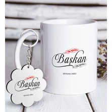 BK Kişiye Özel Mesleki Başkan Beyaz Kupa ve Anahtarlık Hediye Seti-1