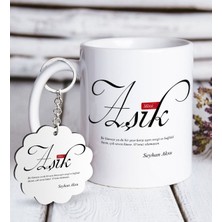 BK Kişiye Özel Mânâ Aşık Beyaz Kupa ve Anahtarlık Hediye Seti