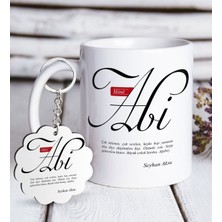 BK Kişiye Özel Mânâ Abi Beyaz Kupa ve Anahtarlık Hediye Seti