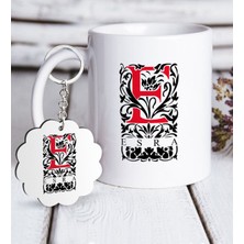 BK Kişiye Özel Harfli Beyaz Kupa ve Anahtarlık Hediye Seti-7