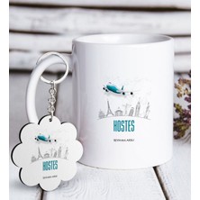 BK Kişiye Özel Mesleki Hostes Beyaz Kupa ve Anahtarlık Hediye Seti-1