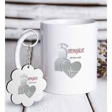 BK Kişiye Özel Mesleki Hemşire Beyaz Kupa ve Anahtarlık Hediye Seti-4