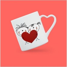 Panorama Promosyon Sevgililer Günü Eşime Sevgilime Ne Alabilirim Diyenlere Sevgili Çiftlere Hediye Kalp Kulplu Hediyelik Baskılı Kupa Bardak