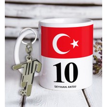 Bk Kişiye Özel Siyah-Beyaz Tasarımlı Kupa Bardak Ve Formalı Metal Anahtarlık Hediye Seti Model 1