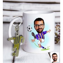Bk Kişiye Özel Sarı-Lacivert Futbolcu Karikatür Ve Formalı Metal Anahtarlık Hediye Seti