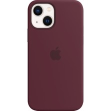 NFZ Apple iPhone 13 Silikon Kılıf Logolu Lansman Kılıf -Bordo